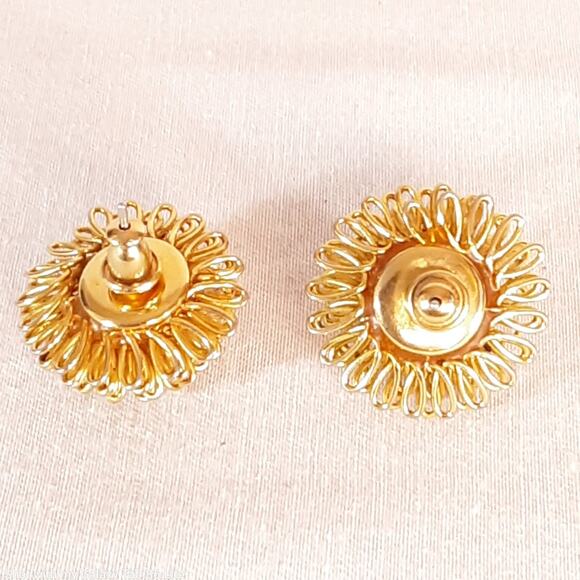 Spike Dome Stud Earrings Gold Tone Post Back - Picture 7 of 8